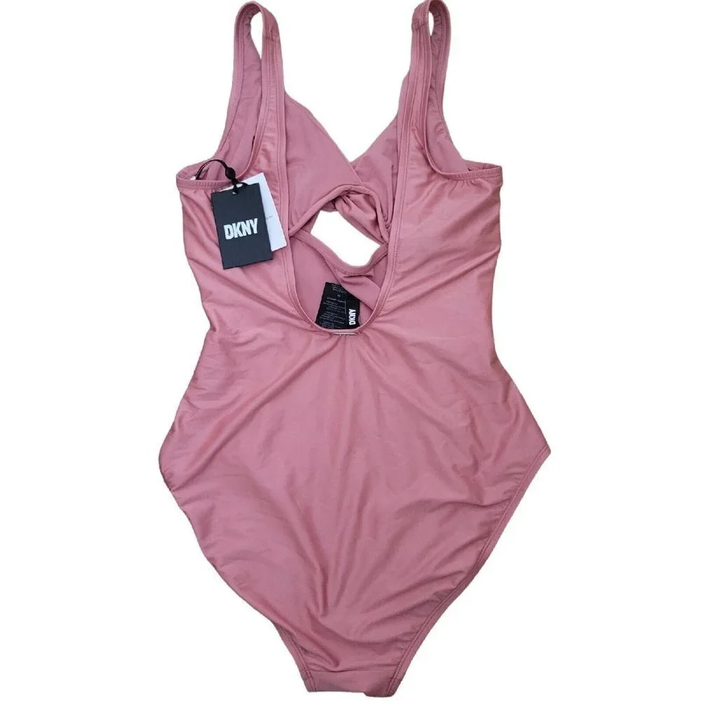 Dkny Peek-a-Boo Twist One Piece Swimsuit. Size 10. NWT $118 - Picture 2 of 4